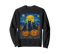 Halloween Black CatS Lover Starry Night Vincent Van Gogh Cat Sweatshirt
