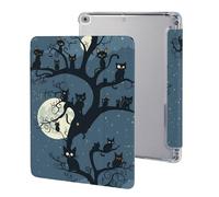 Halloween Black Cats on Tree in Night Cute Protective Case Compatible for IPAD 2017/2018/Air1/Air2 (9.7in) Trifold Tablet Cover Non-Slip Cases