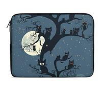 Halloween Black Cats on Tree in Night Laptop Case Sleeve Bag 17inch Durable Shockproof Protective Computer Carrying Cover Briefcase