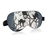 Halloween Black Cats on Tree in Night with White Full moon Adjustable Sleep Mask Lightweight Blindfold with Fashion Patterns Elastic Hidden Strap Relaxing Light Block 9.45 x 3.9 inch
