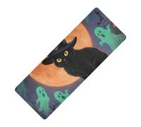 Halloween Black Cats Orange Moon printed yoga mat bulk Thick 1 mm for exercise non slip, with Yoga bag tapete para ejercicio 71x26 inches