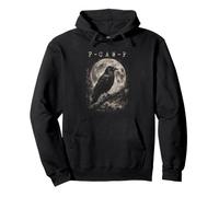 Halloween Black Crow F-Caw-F Gothic Black Bird Moon Pullover Hoodie