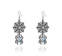 Halloween Black Earrings for Women Spooky Black Pumpkin Bat Skull Spider Web Ghost Dangle Drop Earrings Gothic Halloween Earrings Funny Halloween Day Earrings for Halloween Jewelry, Zinc, crystal