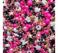 Halloween black hot pink white gold metallic sprinkles edible pearls rods cupcake cake toppers biscuits ball mix pearls decoration wicked party baking PINKOWEEN