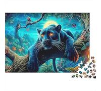 Halloween Black Panther Puzzle 1000Pc Full Moon Rainforest Jigsaw Puzzles Challenging Game Have Fun Learning 100% Recycled Cardboard for Adults & Ages 14+ 70x50cm/1000pcs