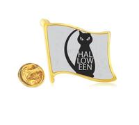 Halloween Black Personality Cat Golden Metal Flag Lapel Pin Badge