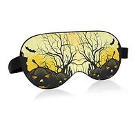Halloween Black Pumpkins House Moon Eye Masks Cover Blocks Light Sleep Mask Shade Cover Blindfold Relaxing Eyeshade Cover with Adjustable Head Strap for Men Women Kids
