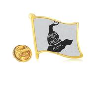 Halloween Black Witch Hat Golden Metal Flag Lapel Pin Badge