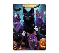 Halloween Black Wolf Acrylic ECG clipboard Standard Letter A4 Size Hard Board for Nursing Student Trade Quest Gold 12x9in Tablas para escribir