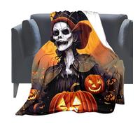 Halloween Blanket 99 x 150 cm Funny Pumpkin Soft Breathable Flannel | Spider web gothic blanket for children, adults, couch, sofa, armchair, car, home, living room, bedroom and farmhouse