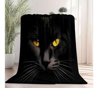Halloween Blanket Fall 150 x 200cm - Surrealism Animal Black Cat Lightweight Fluffy Throw Blanket for Kids Adults, Double Size Black Fleece Blankets for Sofa Bed Couch Decor