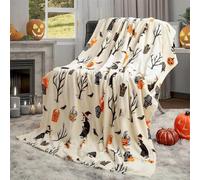 Halloween Blanket Reversible Pumpkin Flannel Fleece Throw Blankets, Super Soft Warm Cozy Fall Blankets Spooky Blanket For Couch Sofa Bed and Chair Halloween Home Decor - 70X100CM