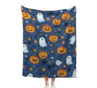 Halloween Blanket Starry Sky Ghosts Pumpkin, 100x130cm, Soft Fuzzy Plush Cozy Flannel Blankets, For Bedroom, Living Room, Sofa And Other Scenes, A Thoughtful For Friends And Family