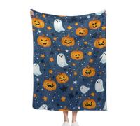 Halloween Blanket Starry Sky Ghosts Pumpkin, 150x200cm, Soft Fuzzy Plush Cozy Flannel Blankets, For Bedroom, Living Room, Sofa And Other Scenes, A Thoughtful For Friends And Family