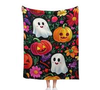 Halloween Blankets And Throws, 100x130cm, Cozy Flannel Floral Ghosts Pumpkin Decoration, For Couch Sofa Bed Lounging, A Thoughtful For Friends And Family