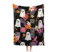 Halloween Blankets And Throws, 150x200cm Soft Plush Flower Ghosts Theme Blanket, For Couch Bed Gifts Home Decoration, A Thoughtful For Friends And Family