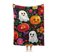 Halloween Blankets And Throws, 75x100cm, Cozy Flannel Floral Ghosts Pumpkin Decoration, For Couch Sofa Bed Lounging, A Thoughtful For Friends And Family