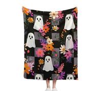 Halloween Blankets And Throws, 75x100cm Soft Plush Flower Ghosts Theme Blanket, For Couch Bed Gifts Home Decoration, A Thoughtful For Friends And Family