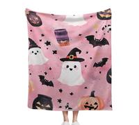 Halloween Blankets And Throws, Soft Plush Pink Background Blanket, For Couch Bed Home Decoration Gifts, A Thoughtful For Friends And Family, 125x150cm