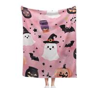 Halloween Blankets And Throws, Soft Plush Pink Background Blanket, For Couch Bed Home Decoration Gifts, A Thoughtful For Friends And Family, 100x130cm