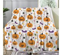 Halloween Blankets, Castle Fleece Blanket for Bed, Bat Full Moon Night Throw Blanket Double Size, Soft Fluffy Cosy Flannel Blanket, Throws for Sofas Twin 150x200 cm - I-209