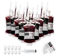 Halloween Blood Bags for Drinks Halloween Decorations 11PCS Reusable Transparent Blood Bags 350ml Hanging Drinks Cooler Bag with Clip Drinks Bags for Beverages Soda Jelly Juice