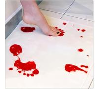 Halloween Blood Bath Mat, Bloody Footprint Bath Mat Changes Colour, Sheet Turns Red When Getting Wet, Non-Slip Bathroom Carpet Halloween Door Mat for Shower Bathroom