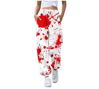 Halloween Blood Costume Women'S Joggers Bloody Sports Trousers Bloody Printed Jogging Bottoms Women'S Wide Sports Trousers Scary Costume Anxiety Blood Splash Sweatpants Halloween Cosplay