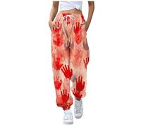 Halloween Blood Costume Women'S Joggers Bloody Sports Trousers Bloody Printed Jogging Bottoms Women'S Wide Sports Trousers Scary Costume Anxiety Blood Splash Sweatpants Halloween Cosplay