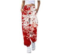 Halloween Blood Costume Women'S Joggers Bloody Sports Trousers Bloody Printed Jogging Bottoms Women'S Wide Sports Trousers Scary Costume Anxiety Blood Splash Sweatpants Halloween Cosplay