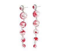 Halloween Blood Drops Gothic Earrings Dripping Blood Imitation Pearls Costume Party Jewelry Round Elongated Tassel Earrings for Women Girls (B, One Size)