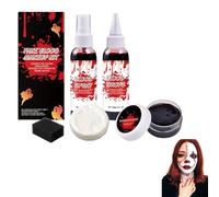 Halloween Blood Makeup Kit, Halloween Fake Blood Set, Coagulated + Spray + Dripping, Washable for Realistic Washable Makeup for Zombie Monster Vampire Wounds Party Props (1PC)
