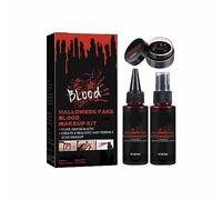 Halloween Blood Makeup Kit Scary Special Effects Realistic Skin Wax Coagulated Drops Spray Paste Body Paint for Cosplay (Black, One Size)