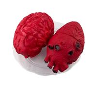 Halloween Blood Props - Realistic Bloody Brain & Heart on Plate - Scary Body Part Decoration for Horror Parties - Simulation Heart Ornament as a Scary Prop for Halloween & Haunted House