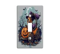 Halloween Bloodhound Dog Decorative Light Switch Cover Plate 1 Gang Single Toggle, Pumpkins Carriage Electrical Switchplate, Pet Faceplate for Kitchen Living Room Decor