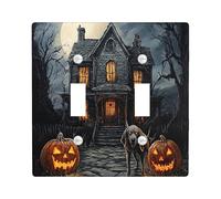 Halloween Bloodhound Dog Decorative Light Switch Cover Plate 2 Gang Double Toggle, Scary Haunted Houses Electrical Faceplate for Kitchen Bathroom, Pet Switchcover Decor