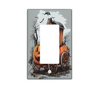 Halloween Bloodhound Dog Decorative Light Switch Cover Wall Plate 1 Gang Single Rocker, Pumpkins Carriage Electrical Switchplate, Pet Faceplate for Kitchen Living Room Decor