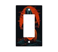 Halloween Bloodhound Dog Decorative Light Switch Cover Wall Plate 1 Gang Single Rocker, Spooky Pumpkins Electrical Switchplate, Pet Faceplate for Kitchen Living Room Decor