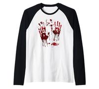 Halloween Bloody Hands Blood Splash Costume Zombie Blood Raglan Baseball Tee