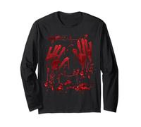 Halloween Bloody Hands Blood Splash Zombie Costume Long Sleeve T-Shirt