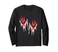 Halloween Bloody Hands Blood Splatter Zombie Costume Long Sleeve T-Shirt