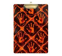 Halloween Bloody Hands Orange Red Acrylic aluiminum clipboard Standard Letter A4 Size Standard Hole for Teacher Portfolio clipboard Gold 12x9in Tablas para escribir