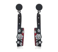 Halloween Bloody Knife Earrings for Women Personality Acrylic Printed Flower Knife Dagger Dangle Drop Earrings Hallowmas Jewelry, Zinc, No Gemstone