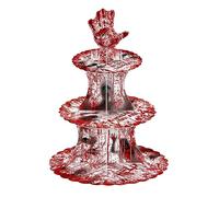 Halloween Bloody Party Cupcake Stand, Scary Bloody 3-Tier Round Cake Stand Holder Cardboard Dessert Tower for Halloween Birthday Decorations