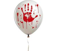 Halloween Bloody Party Supplies - Tableware & Decorations - Spooky Horror Theme Ideal for Frightening Celebrations - White, Red (Latex Handprint Balloon)