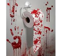 Halloween Bloody Party Supplies - Tableware & Decorations - Spooky Horror Theme Ideal for Frightening Celebrations - White, Red (Toilet Roll)