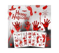 Halloween Bloody Sticker Decorative Bloody Wall Sticker Bloody Handprint Footprint Window, 12pc