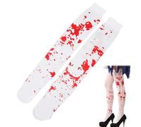 Halloween Bloody Tights, Halloween Bloody Stockings Women, High Waist Stockings with Red Blood Stained, Blood-smeared Costume Stockings, Horror for Party, Carnival, Masquerade, Cosplay