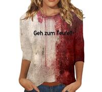 Halloween Bloody Tshirts for Women Halloween Blood Print Top Scary Spooky Season Shirt 3/4 Length Sleeve Blood Splatte Horror Clothes Playful Festival Outfit Costume (Black, S)