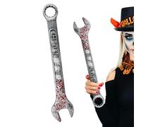Halloween Bloody Wrench Prop, Horror Simulation Costume Accessory, Red and Silver, Realistic Gruesome Look, Lightweight Design, Fake Weapons Decor for Cosplay Bar Party Escape Room Events